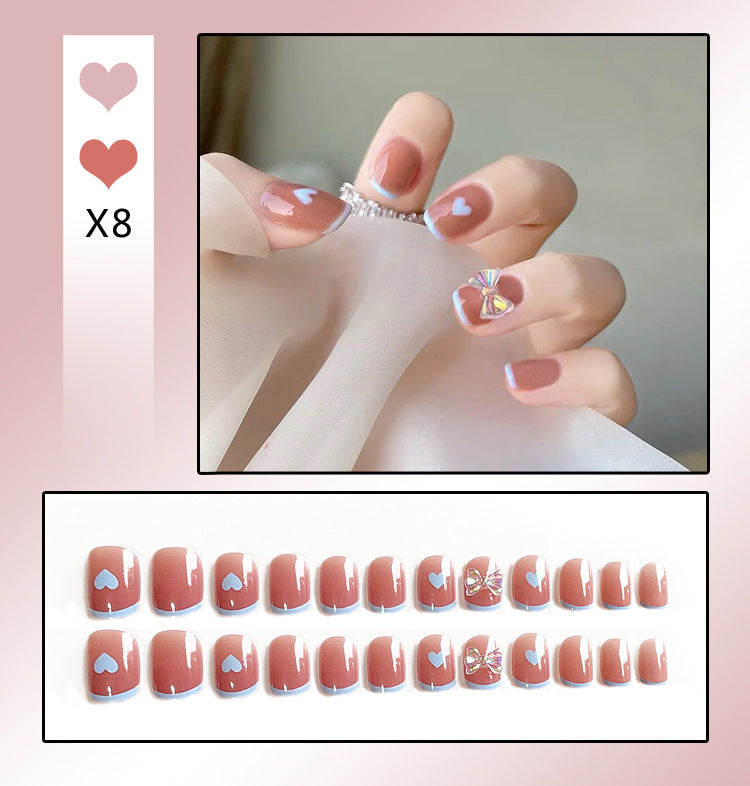 Fashion  nail Handmade Wear Nail Wholesale Internet Hot Diamond in the Debris Butterfly Glitter Nail Tips Finished Product Nail Patch Jelly Glue