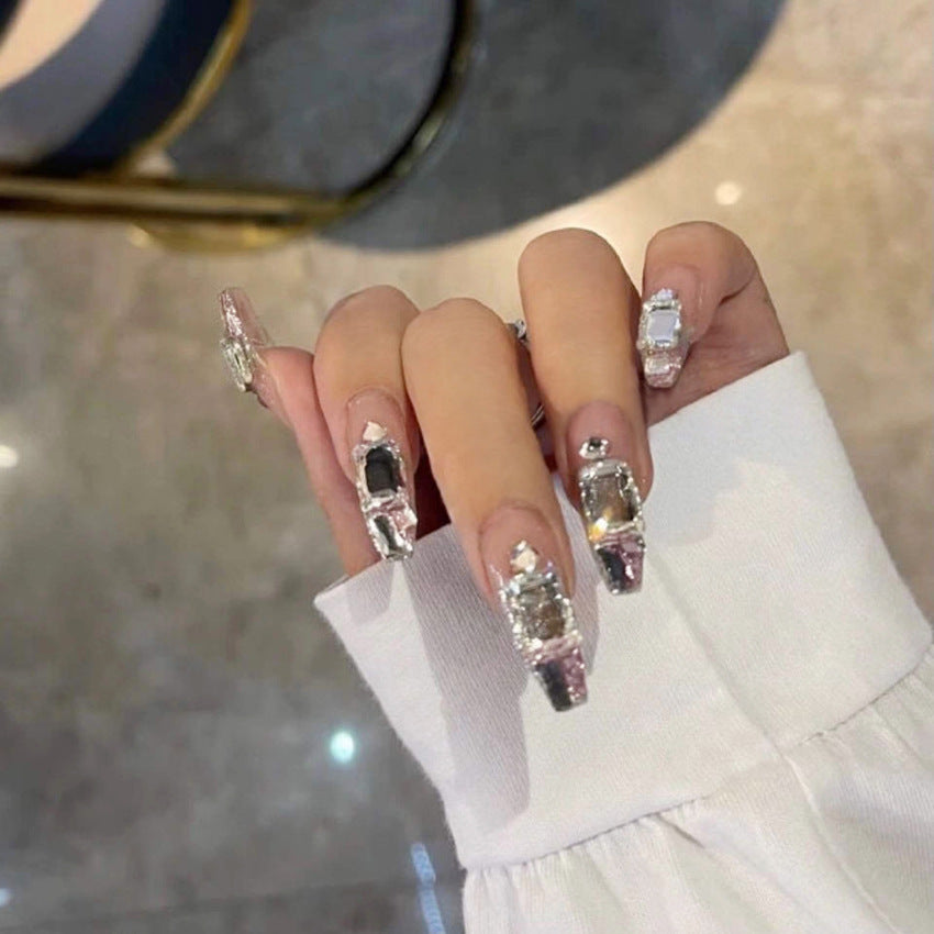 Fashion  nail New Nail Beauty Wear Nail Ins Advanced Pure Desire Rhinestone Nail Patch Wear Nail Bow Nail Stickers A35
