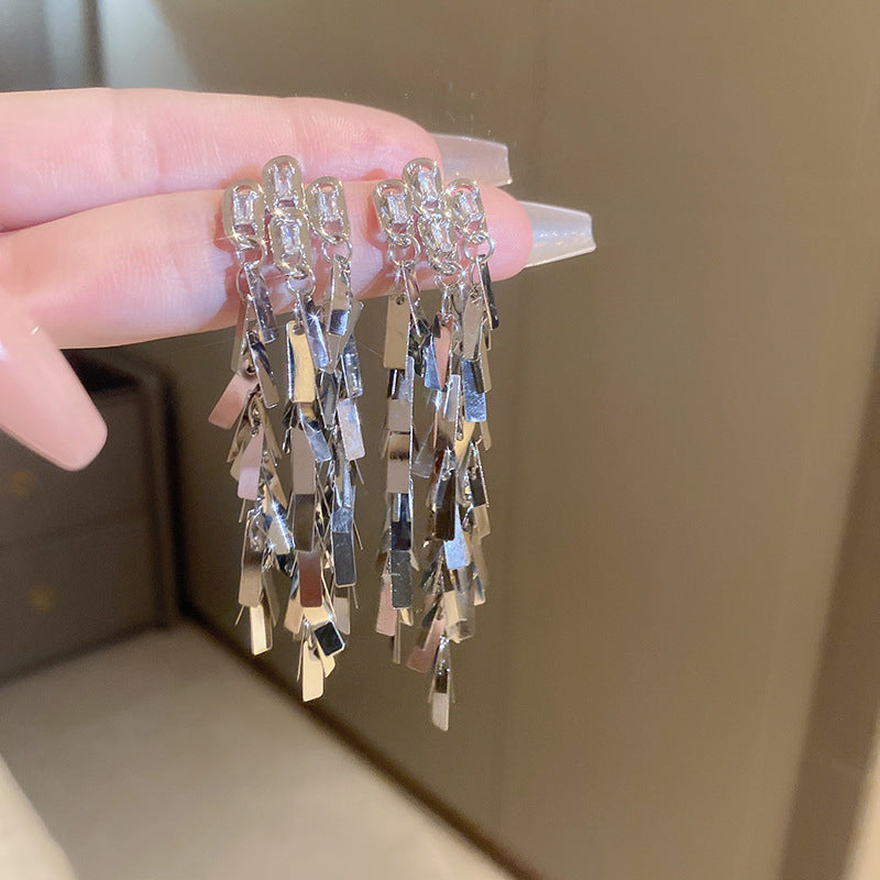 925银针金属流苏耳环欧美时尚设计感耳钉耳坠个性简约耳饰批发女