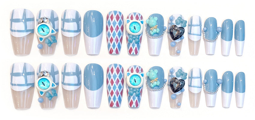 Fashion  nail New Dopamine Salt Sweet Devil Monster Children's Fun Manicure Fake Nails Removable Patch Finished U20