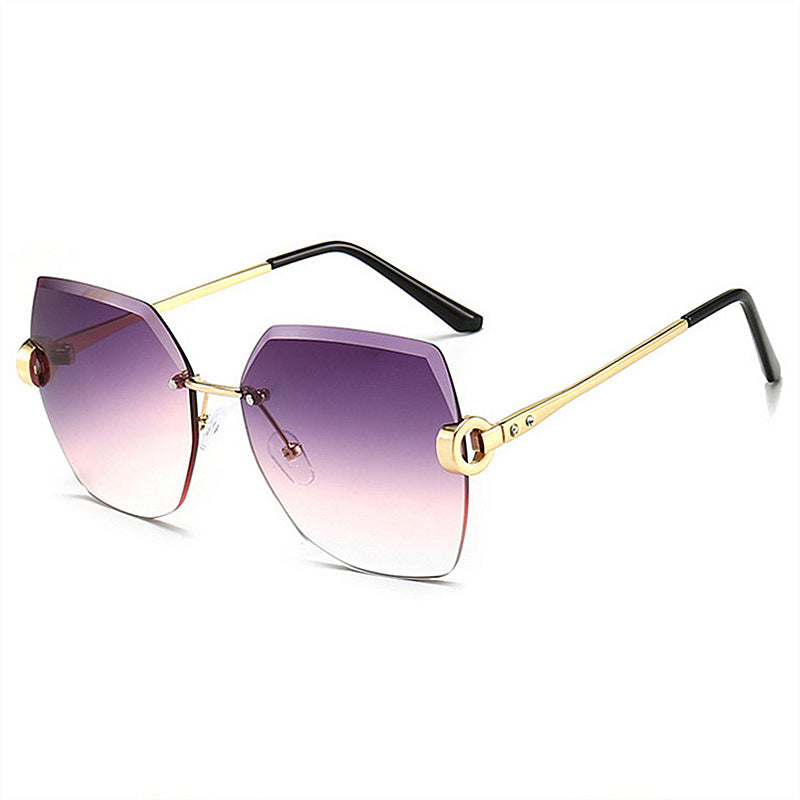 Women's fashion glasses 2024 新款跨境钻石切边女士太阳镜时尚眼镜开车驾驶防紫外线大墨镜