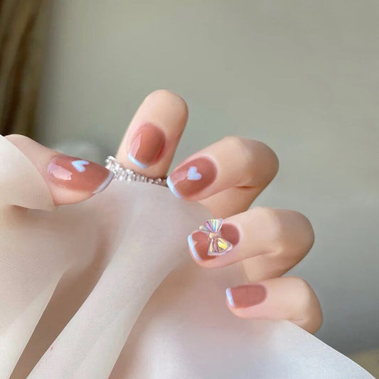 Fashion  nail Wear Armor Nail Stickers Nail Patch Fake Nails Detachable Bow Nail Tip Nail Sticker X8