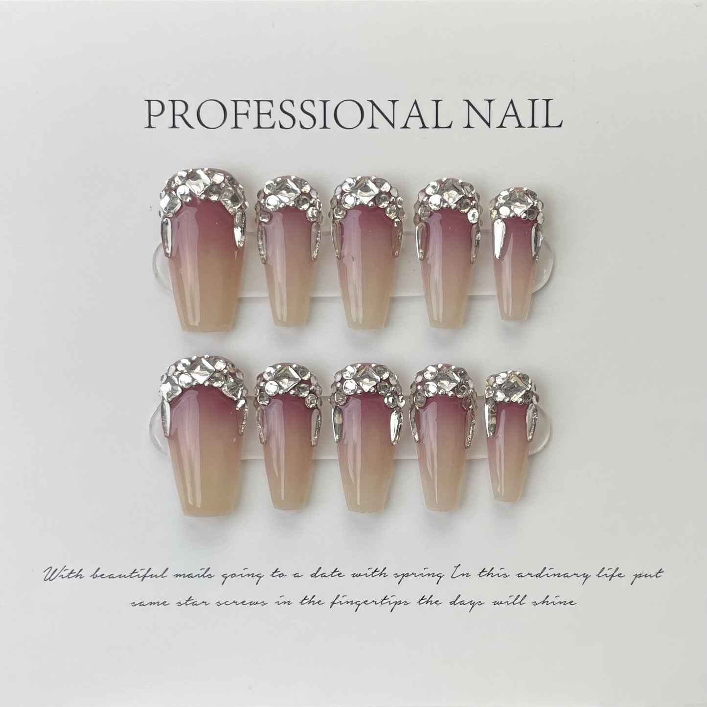 (reusable nail)Handmade Armor Wearing Fantasy Empress Dowager Xi, Silver White Silver Sparkling Spicy Girl Nail Beauty, European and American Cross border Foreign Trade, Long Pointed Nail