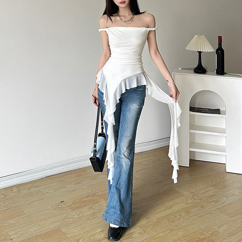 Free shipping  new women's clothing solid color slim-fitting street fashion one-word collar sleeveless halter top tops