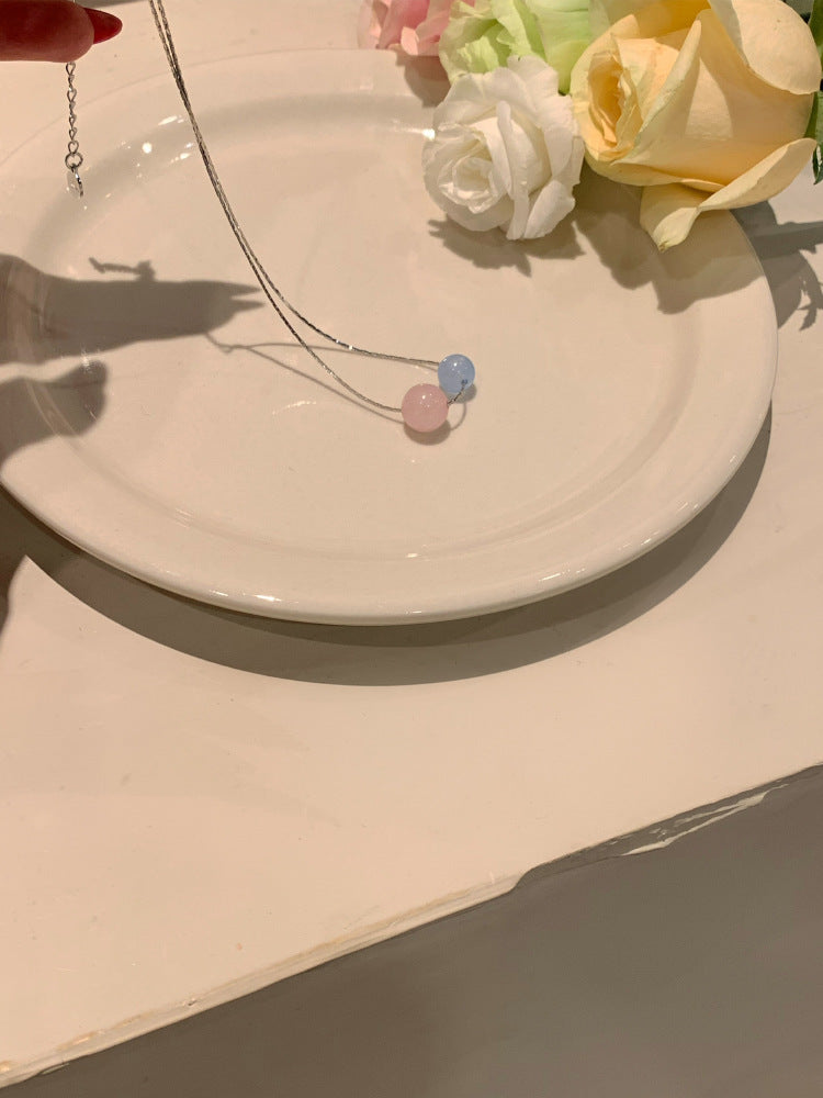 钛钢圆珠几何项链甜美百搭小清新锁骨链简约气质高级感饰品批发女