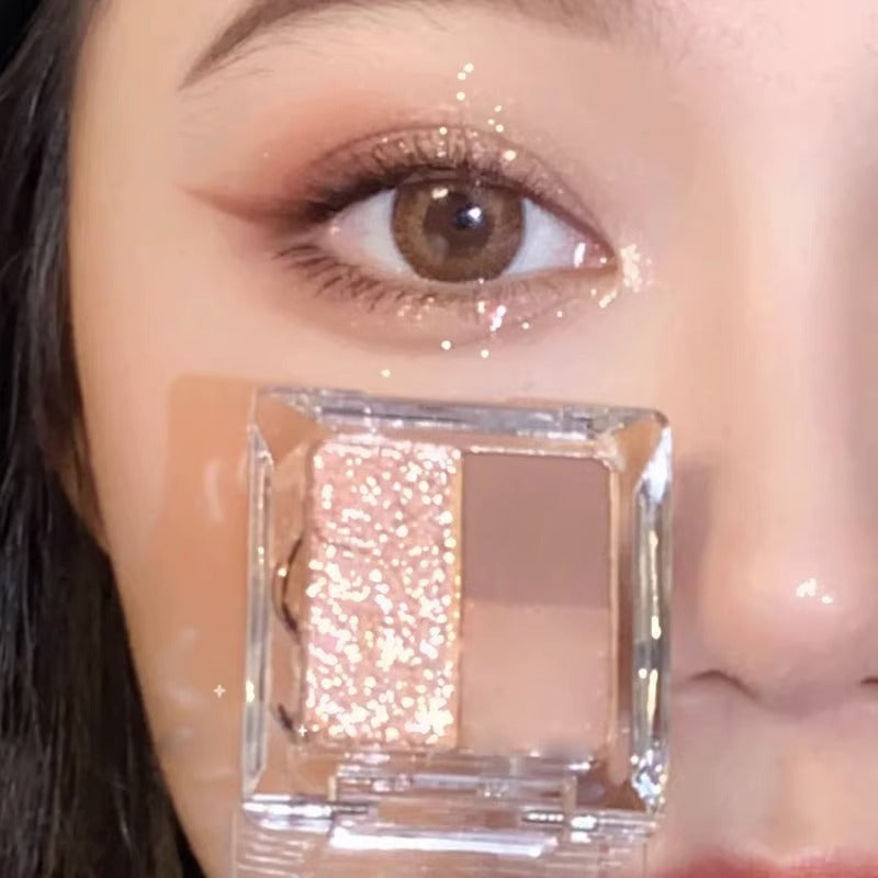 Small and exquisite eyeshadow tray three colors pearlescent matte fine Earth Shine fairy eyeshadow