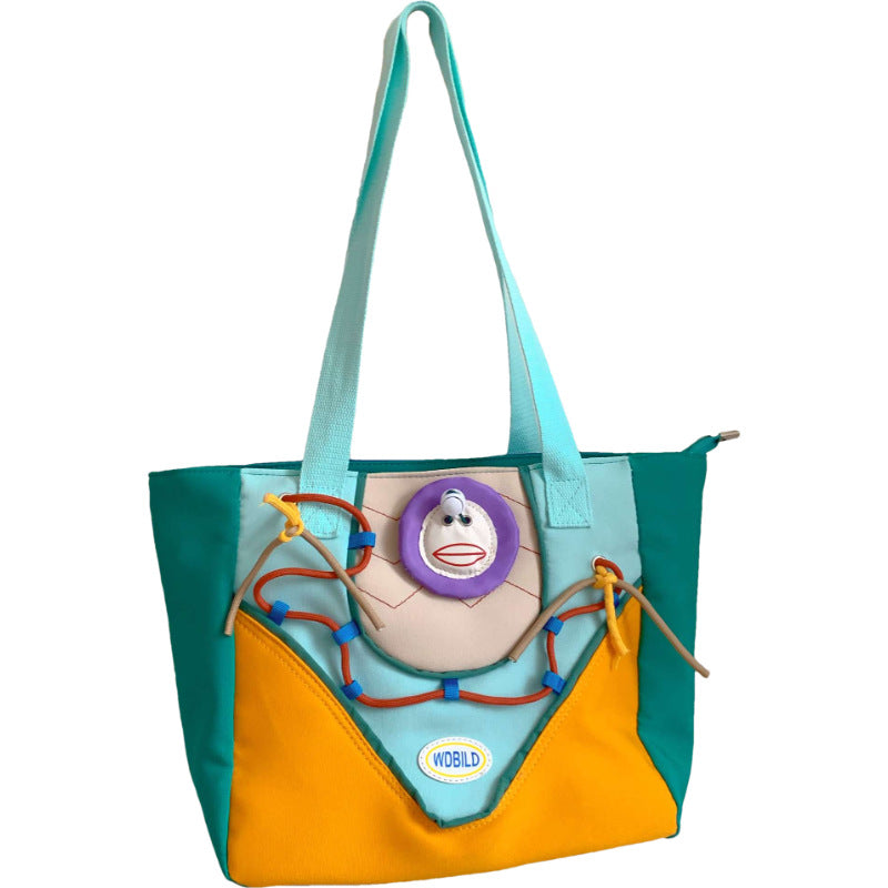 Dopamine Bag Free shipping Tattoo Dopamine girl contrasting color handbag retro original fashion versatile shoulder bag high value large capacity tote bag