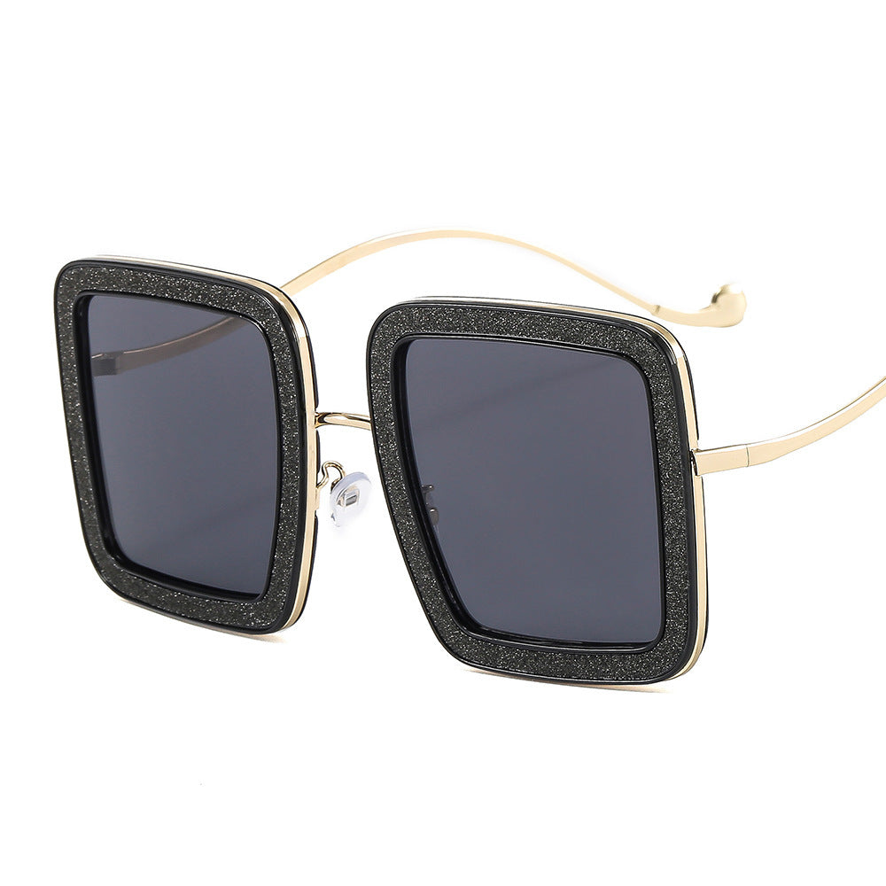 Women's fashion glasses 2022新款方框太阳镜 欧美网红ins街拍风尚眼镜个性闪钻搞怪墨镜女