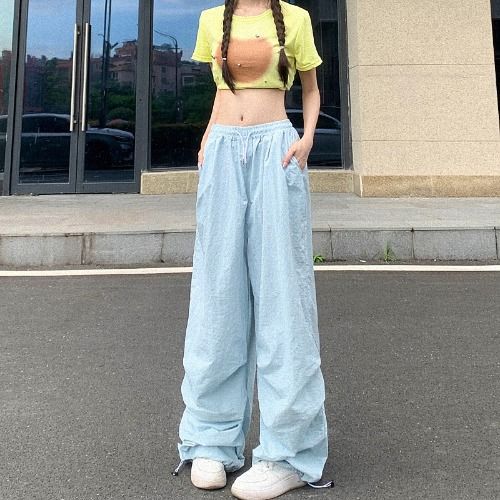 Dopamine pants Free shipping Tattoo Color dopamine wear tooling casual trousers 2024 summer lazy trend functional wind paratrooper trousers tide