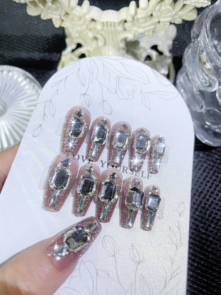 Fashion  nail New Nail Beauty Wear Nail Ins Advanced Pure Desire Rhinestone Nail Patch Wear Nail Bow Nail Stickers A35