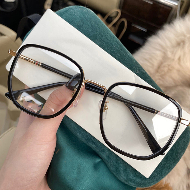 Women's fashion glasses 2024 女士防紫外线大脸显瘦无框水钻墨镜女ins韩版潮