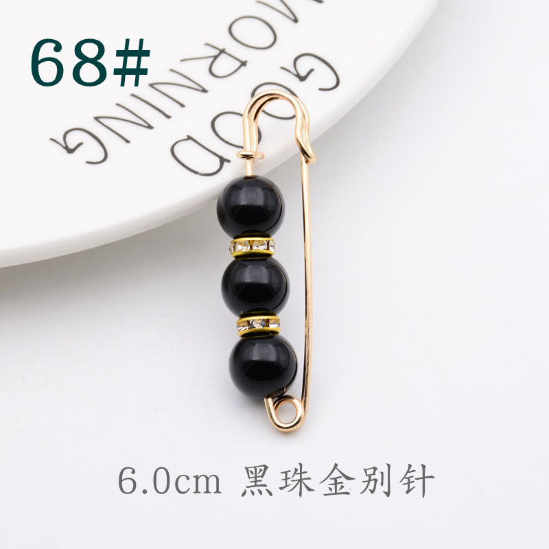 配饰胸针防走光珍珠胸针 女一字高档胸花别针蝴蝶插针丝巾扣 裙口收腰神器