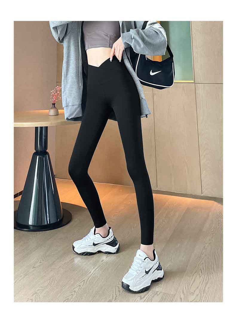 The fifth generation Fashion women's wear Cross Waist Shark Pants   Skinny Yoga Pants High Waist Shaping Yoga Weight Loss Pants Outerwear Leggings