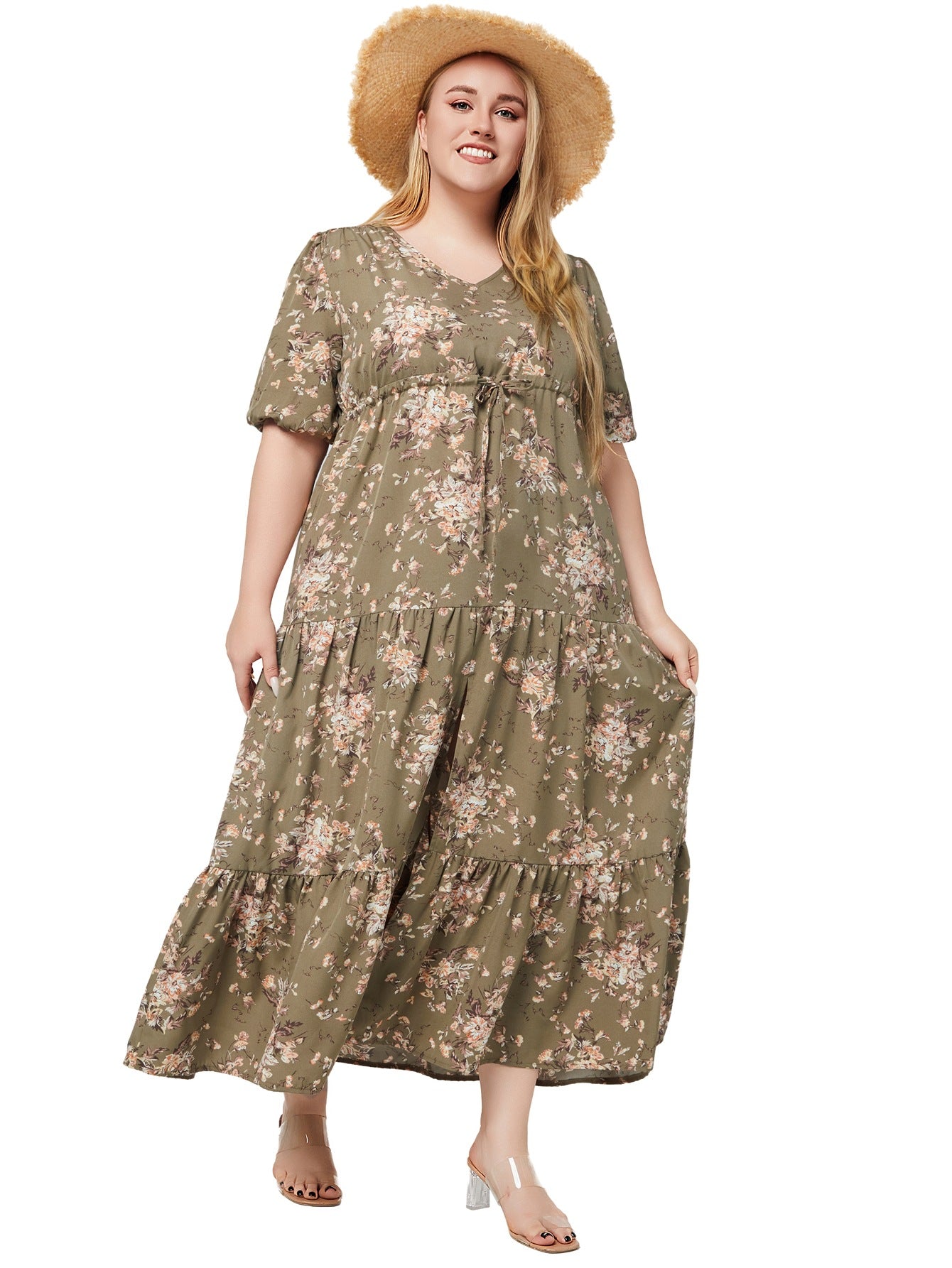 Fashion women's wear 2024 plus Size Women's Clothing Summer New Bohemian Print Loose Dress Sq0217