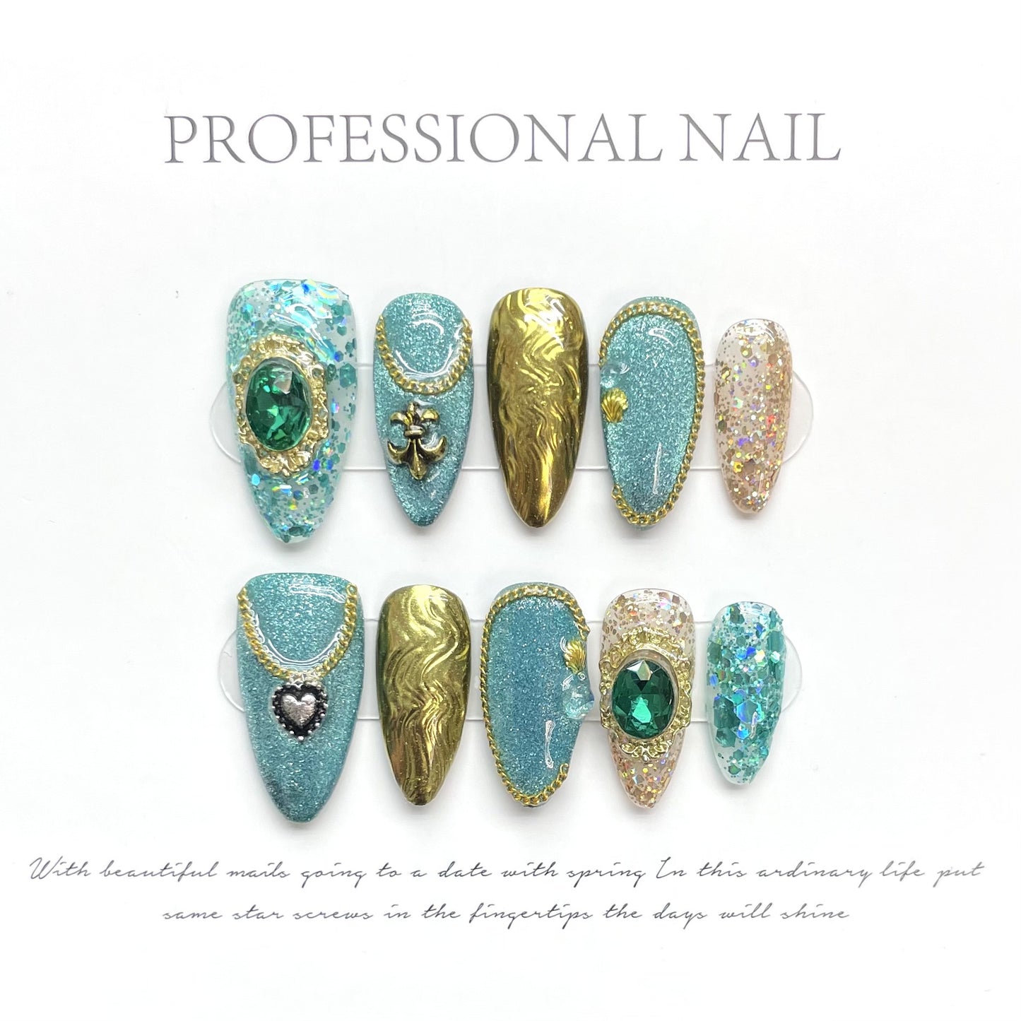 (reusable nail)Exotic style, pure handmade wearing armor, cat eye finished nail art, detachable handmade nail art, fake nail product