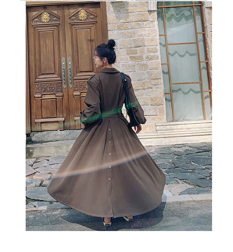 Fashion women's wear Real Shot Large Skirt Windbreaker Dress Women's Mid-Length 2024 Autumn and Winter Clothing New Waist Trimming Fashion Fashion Coat