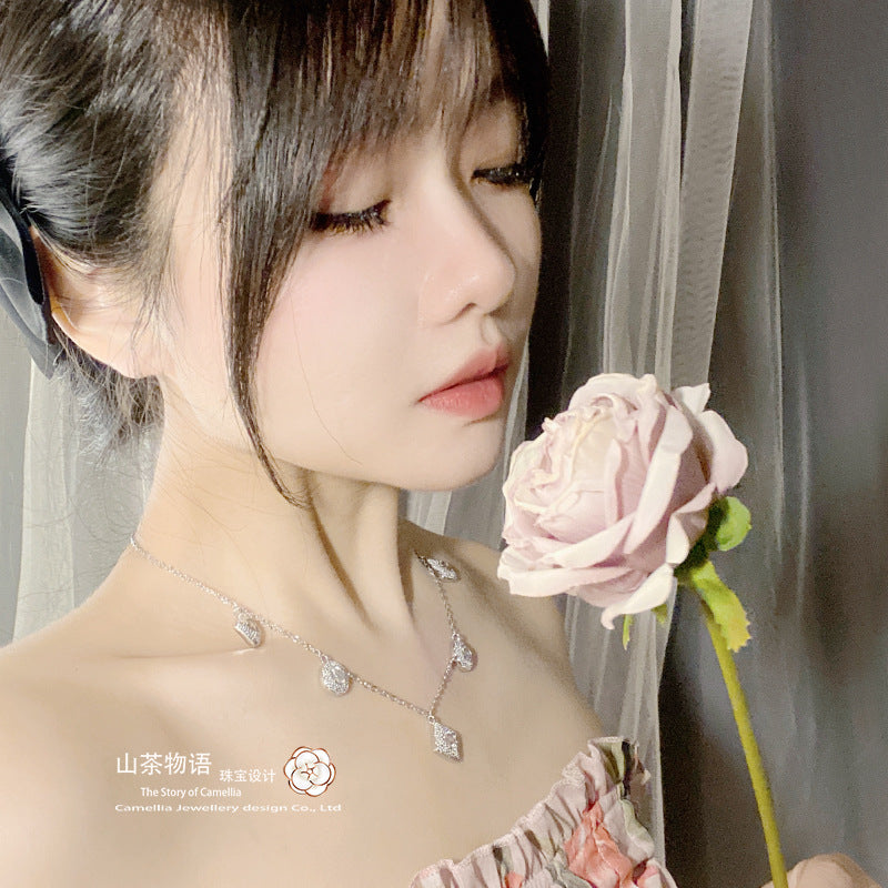 Camellia意大利布家拉丝工艺不规格项链气质高级感百搭粉粉颈链女