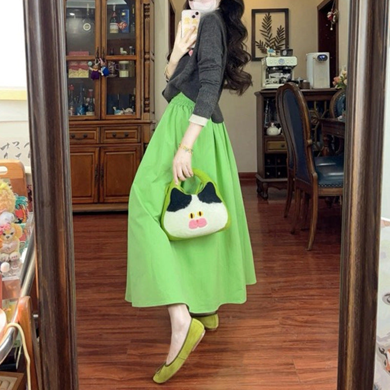 Dopamine dress Free shipping Tattoo Tea is matched with a complete set of thin autumn clothes, dopamine fried street fashion niche non-collision dresses, two-piece set for women