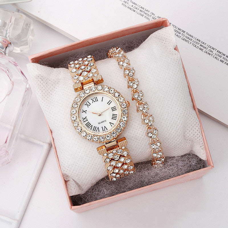 Fashion women's watchForeign Trade Popular Style Fashion Roman Pattern Diamond Women's Watch Women's Watch Quartz Watch Bracelet Women's Wrist Watch Factory in Stock