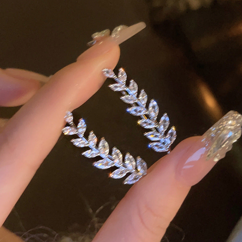 轻奢麦穗满钻一体式耳排精致耳环小众设计感高级感耳钉女独特耳饰