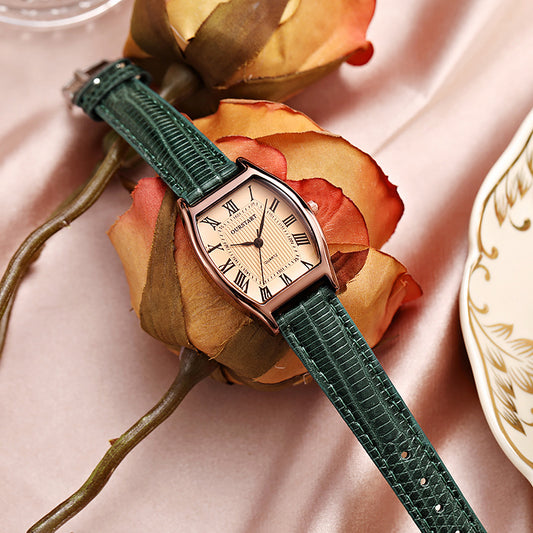 Fashion women's watchFactory Direct Sales Retro Watch Women's Wholesale Hot Cross-Border Live Broadcast Tonneau Quartz Belt Watch Women's Watch