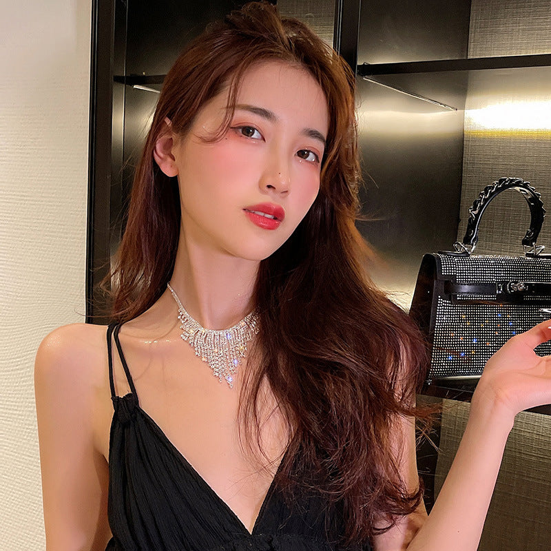 欧美风时尚个性潮设计镶钻流苏项链复古宫廷风ins网红气质项饰女