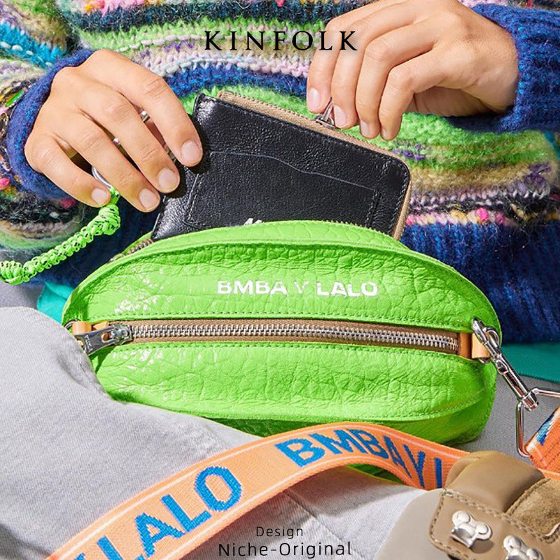 Dopamine Bag Free shipping Tattoo This year's popular bag 2023 trendy dopamine wear chest bag wide shoulder strap star fruit football shoulder messenger bag