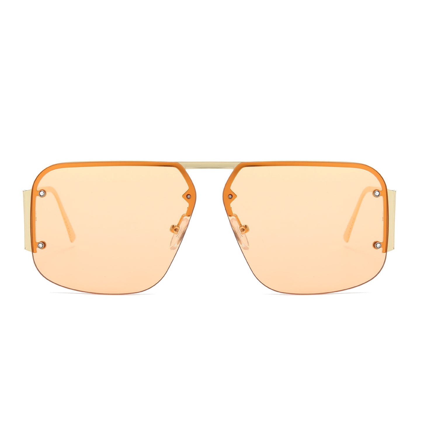 Women's fashion glasses 2024亚马逊热款时尚飞行员太阳镜 欧美复古窗帘半框百搭方形墨镜