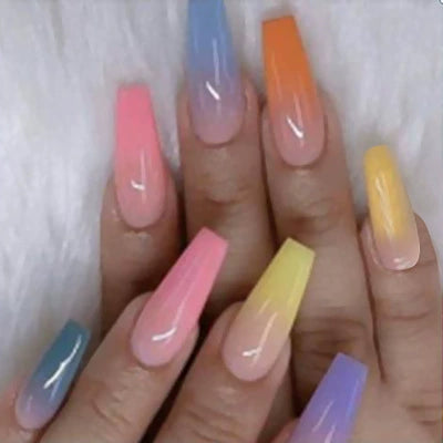 (Hand-made nail) Spice girl Europe and America, dark and long manicure nail, ballet nail, flat head, white, fake nails, wearing beautiful patch, finished product.