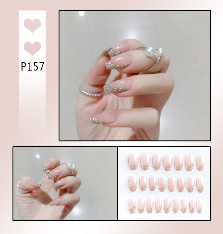 Fashion  nail Online Influencer Pop Fake Nails Wear Armor Finished Product Nail Tip Nail Stickers Removable Nail Patch Anti-24 Pieces
