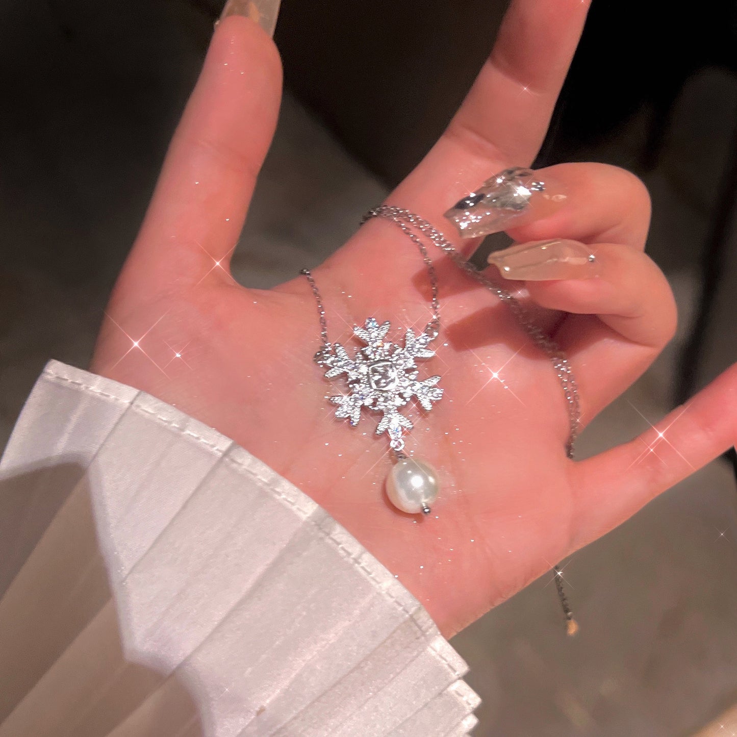 圣诞节双层雪花项链女毛绒choker颈链2023新款爆款锁骨链秋冬配饰
