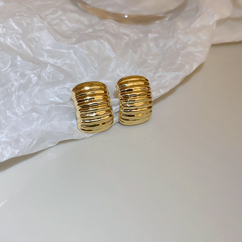 珠宝耳饰 925银针几何耳钉小众设计感耳环金色圈圈中古网红高级感耳饰批发