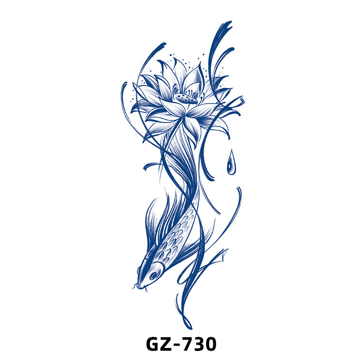 Free shipping Tattoo Cross-Border Herbal Semi-Permanent Tattoo Sticker Men's and Women's Waterproof Sweat-Proof Juice Half Sleeve Real-Proof Tattoo Letter Sticker Tattoo