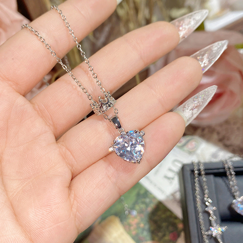 珠宝首饰山茶新款珠宝璀璨精致白钻项链女 镀18K金简约甜美少女超仙锁骨链