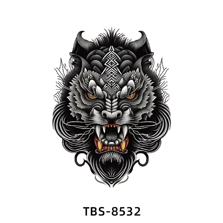 Free shipping Tattoo Small Full Arm Waterproof Tattoo Sticker Half Sleeve Arm Lion Animal Long-Lasting Cross-Border European and American Tattoo Sticker Paper Tattoo