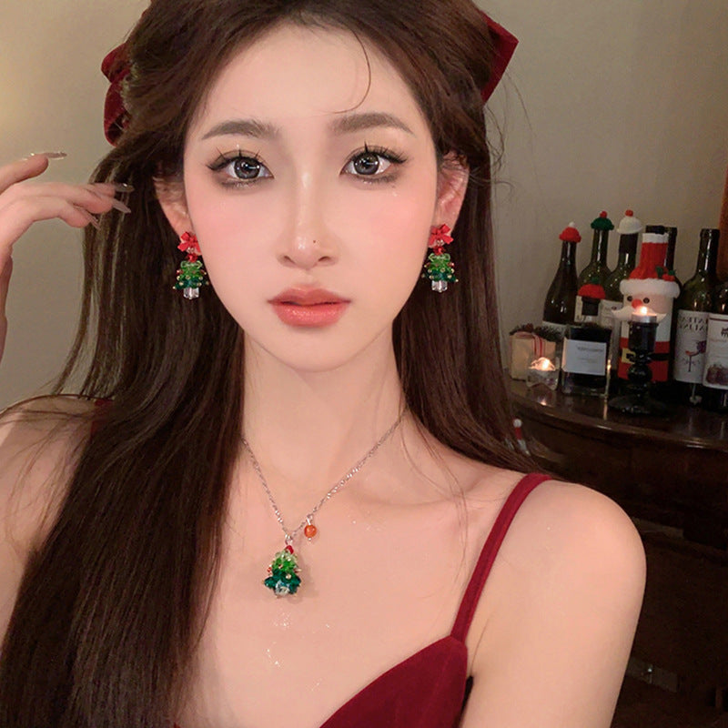 水晶圣诞树项链圣诞节装扮甜美气质锁骨链小清新时尚百搭饰品批发