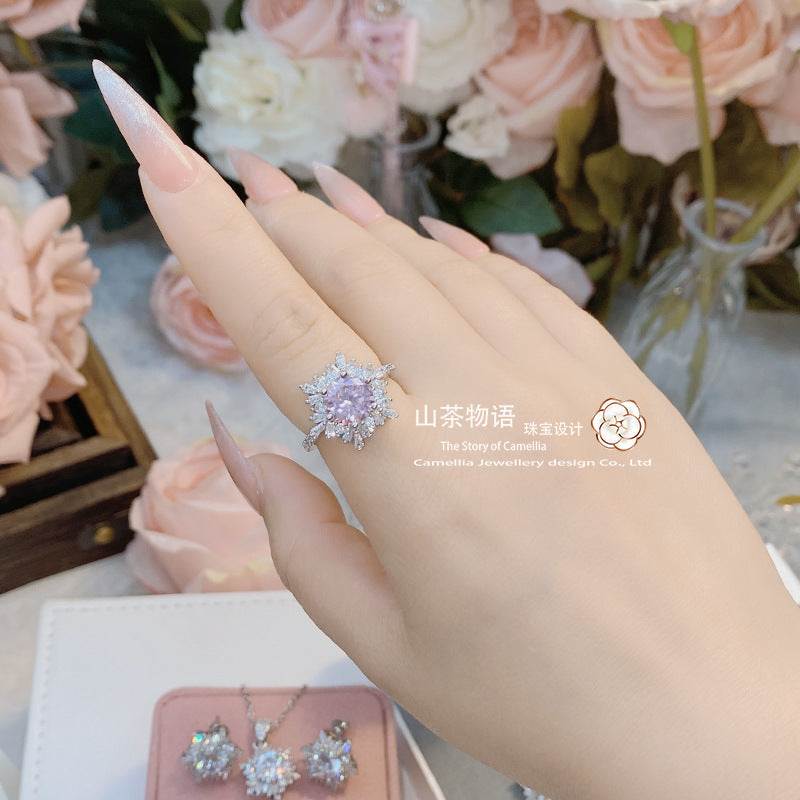 Camellia璀璨帕帕拉恰黛粉宝套装 镀金精工小众雪花锆石直播代发
