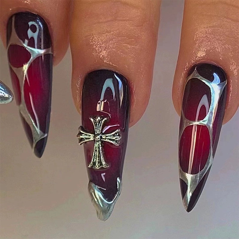 (Hand-made nail) super long hot girl wears nail chips, glitter nail patches, fake nail stickers, and finished products, sexy and exaggerated, European and American style wearables