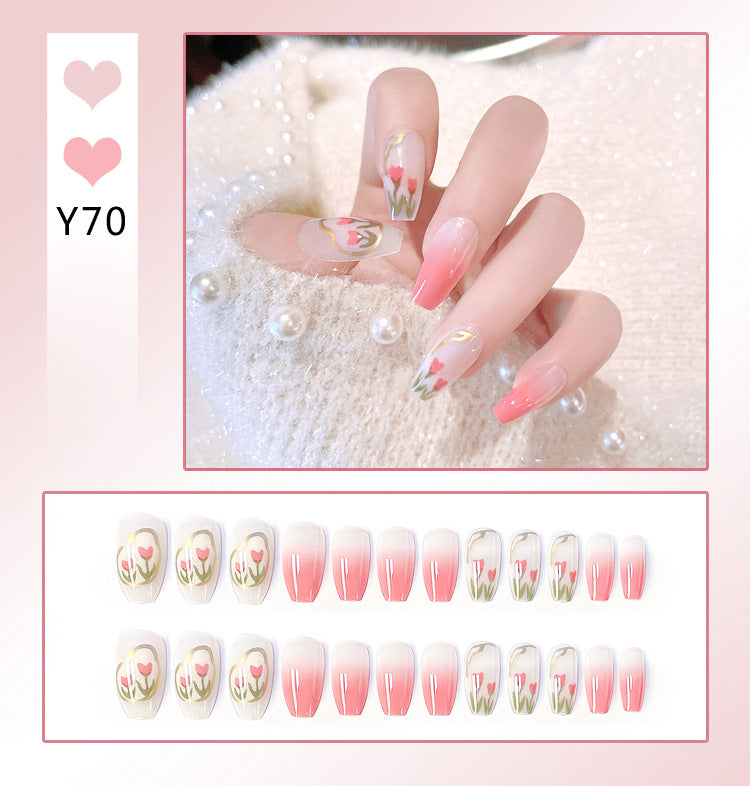 Fashion  nail Nail Stickers One Second Wearable Nail Sticker Wear Armor Nail Stickers Pure Desire Gradient Simple New Elegant