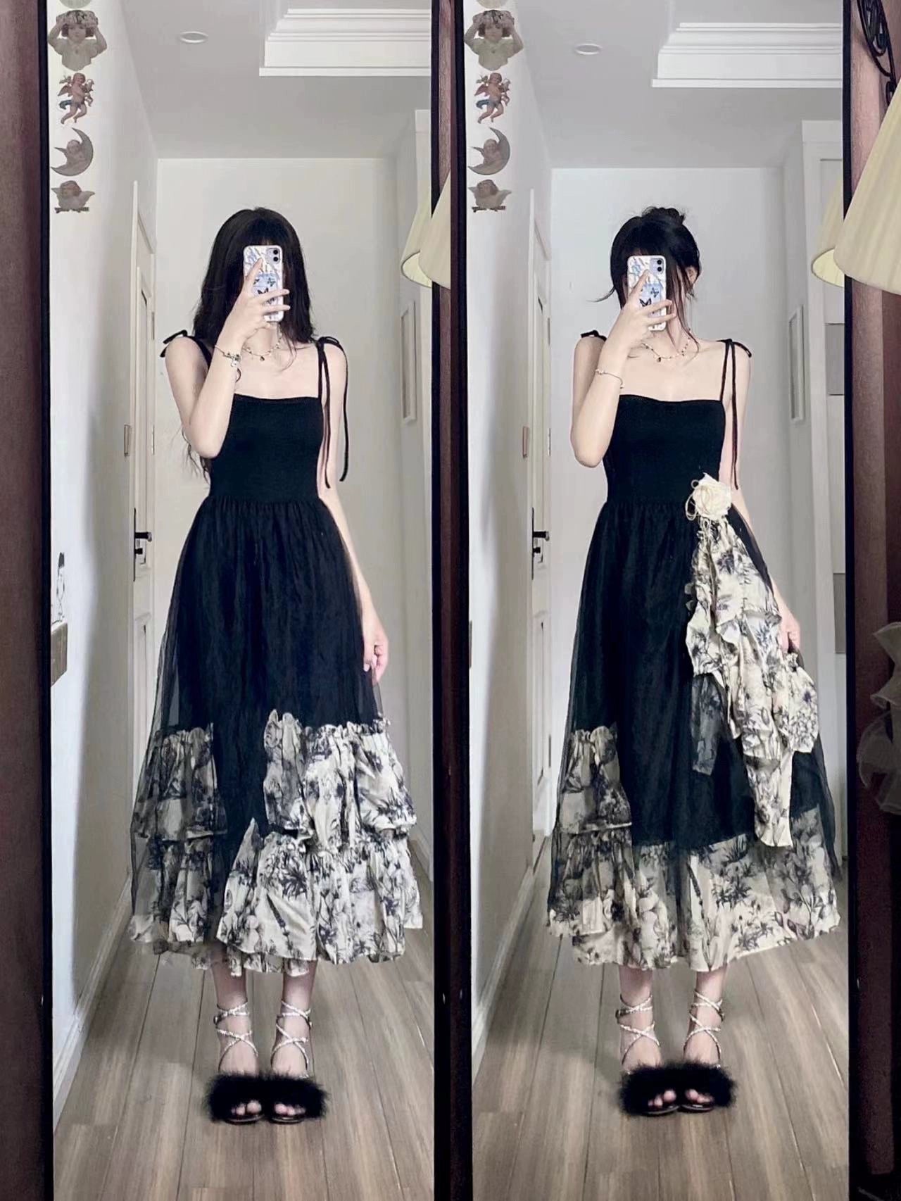 Fashion women's wear Hepburn Style French Artistic Skirt Light Luxury Sweet Salt Elegance Sleeveless Sling Dress 2022 Women's Summer