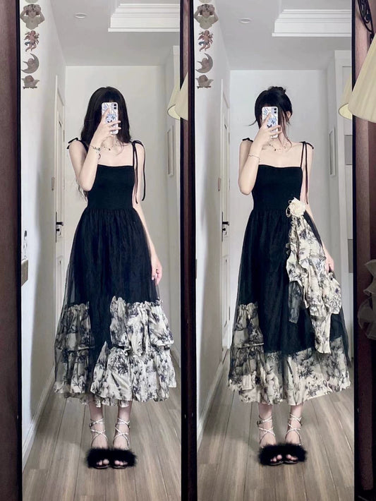Fashion women's wear Hepburn Style French Artistic Skirt Light Luxury Sweet Salt Elegance Sleeveless Sling Dress 2022 Women's Summer