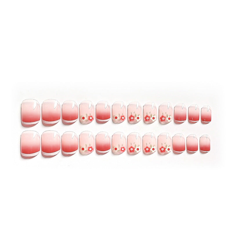 Fashion  nail Wearable Nail Sticker Little Flower Short Wear Nail Polish Nail Shaped Piece Removable Nail Patch Finished Product Y24
