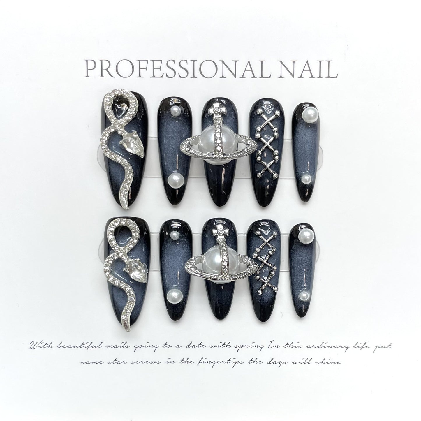 (reusable nail)"Foreign trade" hand wearing a queen mother snake metal spice girl long nail patch Europe and Cyberpunk.