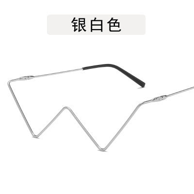 Women's fashion glasses 2024  V型镶钻个性装饰三角眼镜欧美猫眼镜框女 无片金属ins平光镜
