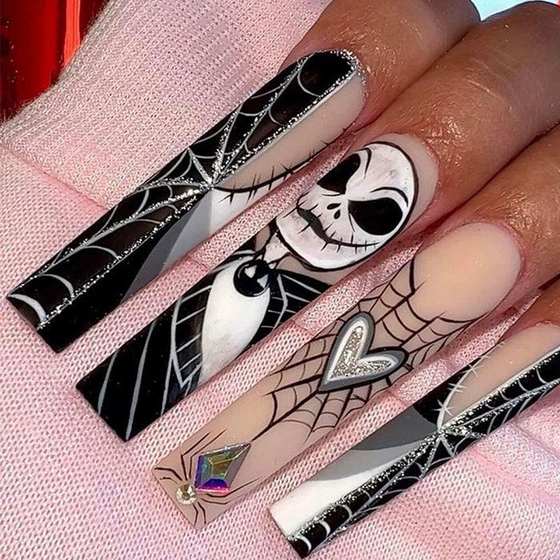 (Hand made nail) Kardashian, European and American Spicy Girl, Little Red Book, Dark Super Long, Internet Celebrity Cross border Nail Art, Detachable and Reusable Nail