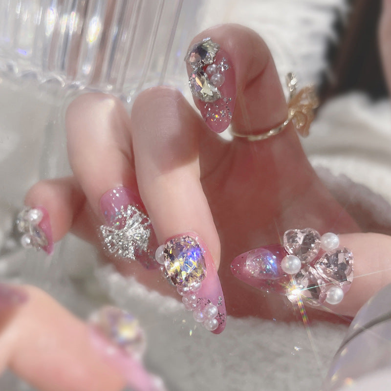 Fashion  nail New Rhinestone Manicure Wear Nail Ins Advanced Pure Desire Wind Nail Patch Wear Nail Diamond Nail Stickers U2