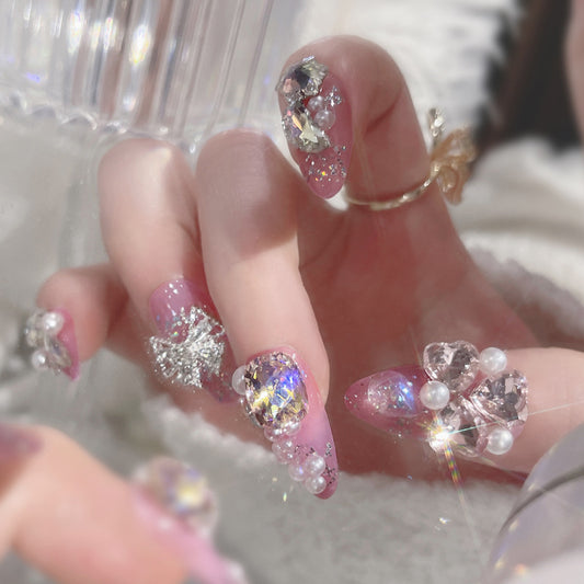 Fashion  nail New Rhinestone Manicure Wear Nail Ins Advanced Pure Desire Wind Nail Patch Wear Nail Diamond Nail Stickers U2