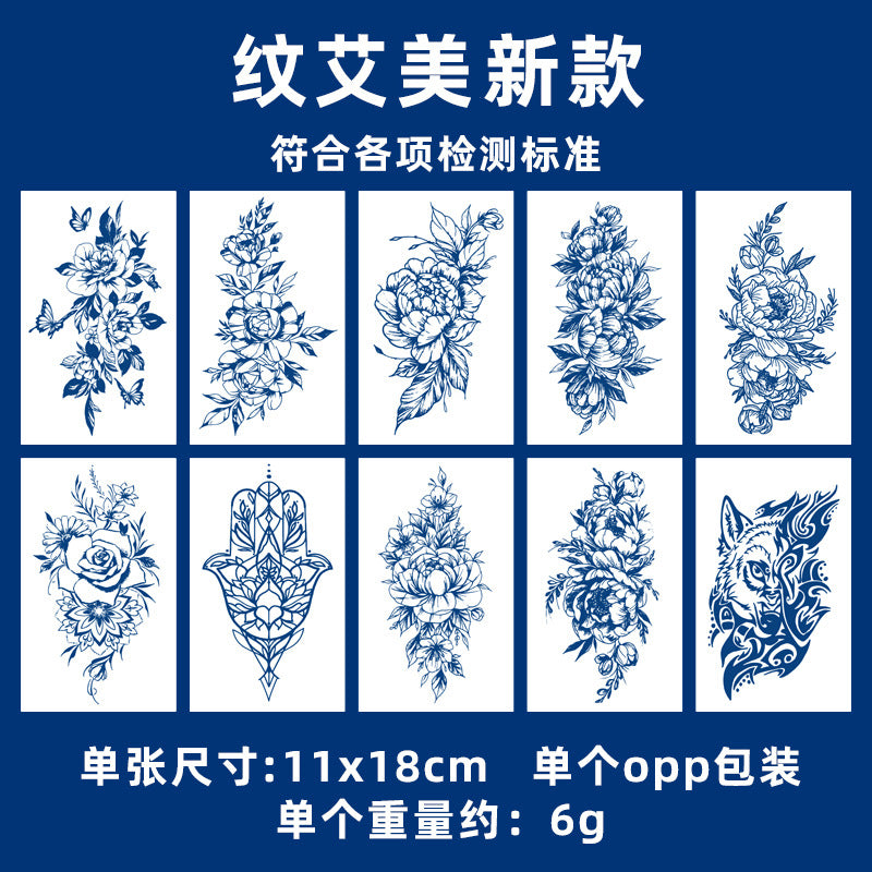 Free shipping Tattoo Factory in Stock Wholesale Herbal Semi-Permanent Tattoo Sticker Juice Tattoo Sticker Sweatproof and Waterproof Chest Tattoo Sticker