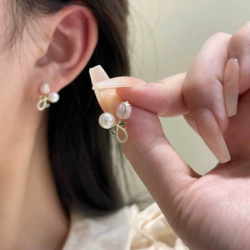 925银针轻奢辣妹珍珠耳钉气质复古超闪耳环女高级感个性耳饰批发