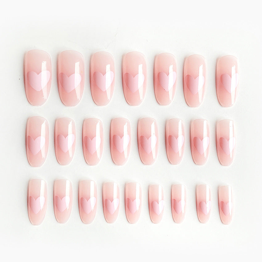 Fashion  nail Internet Celebrity Fake Nail Patch Wear Armor Finished Product Nail Tip Love Heart Nail Stickers Removable Nail Patch N12